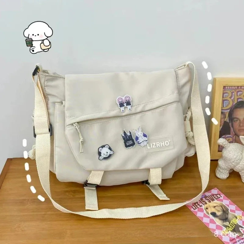 Bolsa mensageiro de grande capacidade para carteiro e mulheres, bolsa de ombro única estilo Hong Kong, bolsa escolar japonesa, estudante coreano, menina, retrô