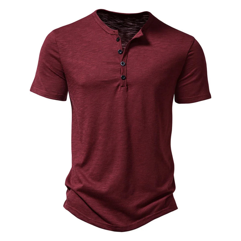 Henley colarinho verão masculino casual cor sólida manga curta t camisa para homens polo de alta qualidade camisas masculinas